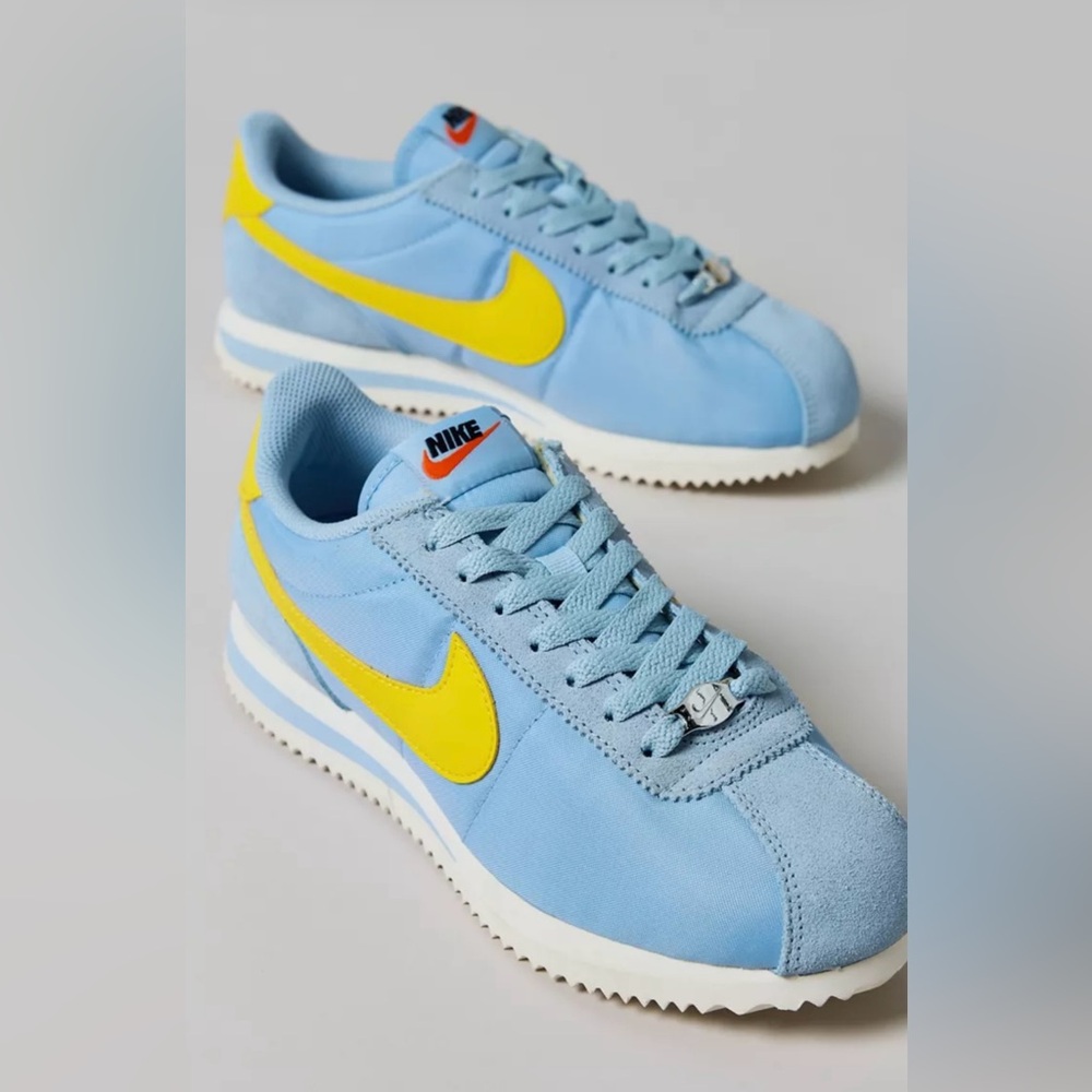 Nike Light Blue and Yellow Cortez Sneakers